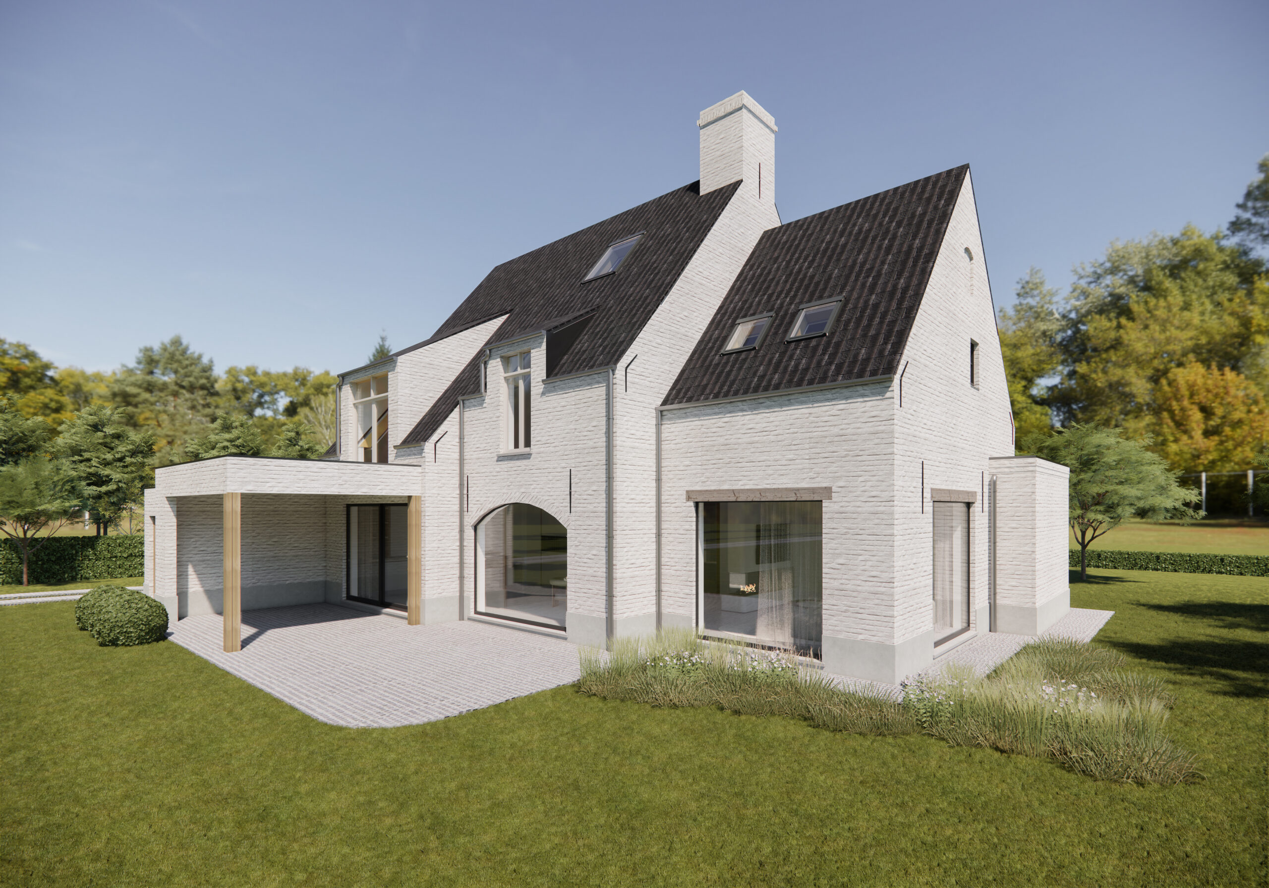 Landelijk huis verbouwing nieuwbouw gevel wit
